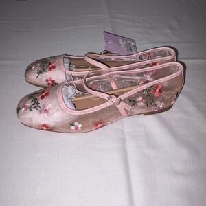 Wild Fable Elsa Mesh Ballet Flats Floral Embroidery buckle Strap Memory Foam 7.5